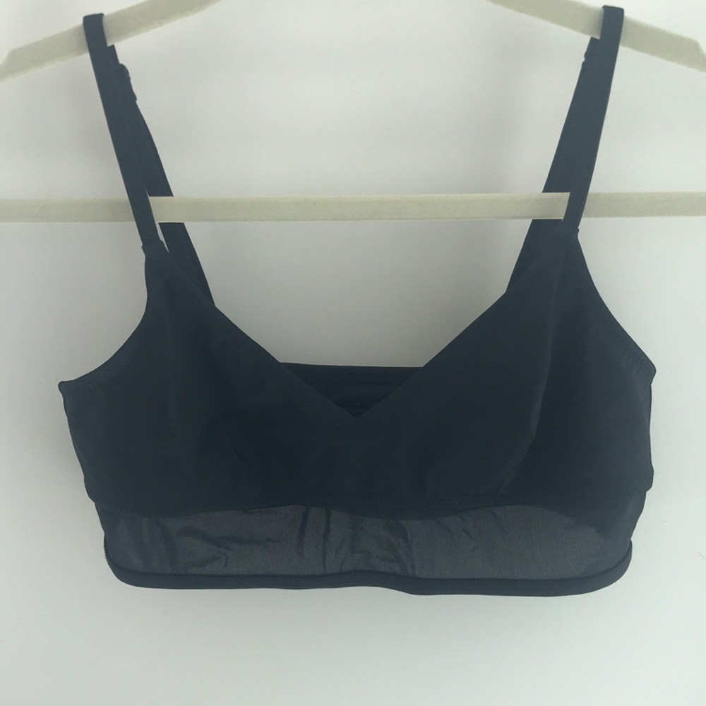 Solid & Striped black sheer bikini top Medium